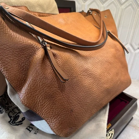 Burberry Maidstone Tote Tan Leather Shoulder Bag - Picture 5 of 16